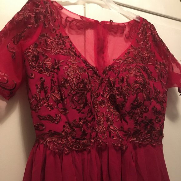 Gorgeous Fit and Flair Short Burgundy Dress - Picture 2 of 15